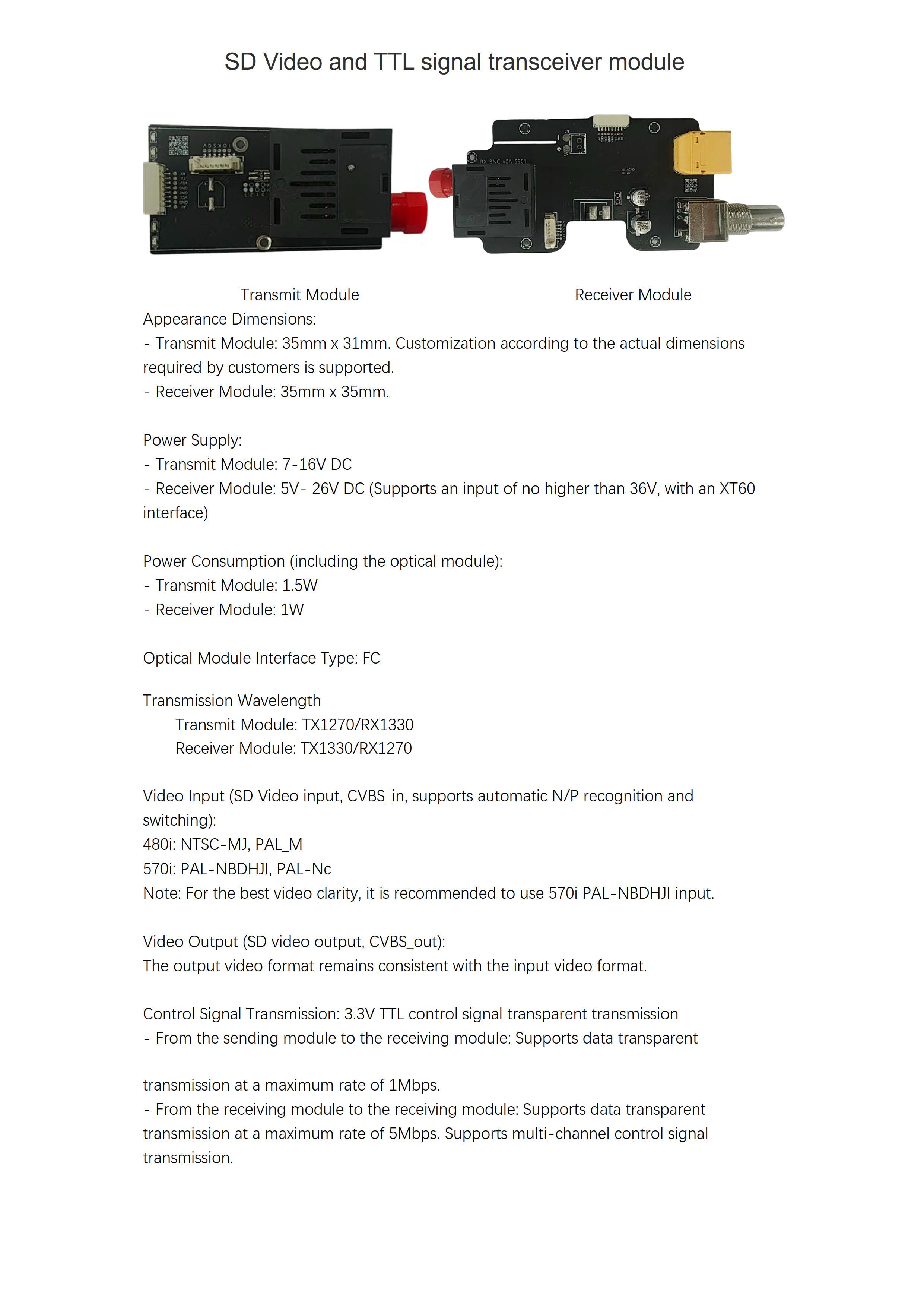 Sd Video And Ttl Signal Transceiver Module 1